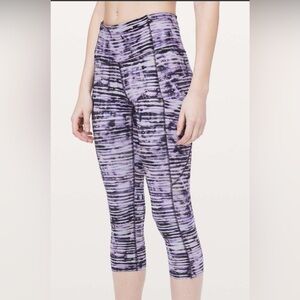Lululemon Fast & Free Crop II New Horizon Multi Nulux Fabric Size 4 EUC